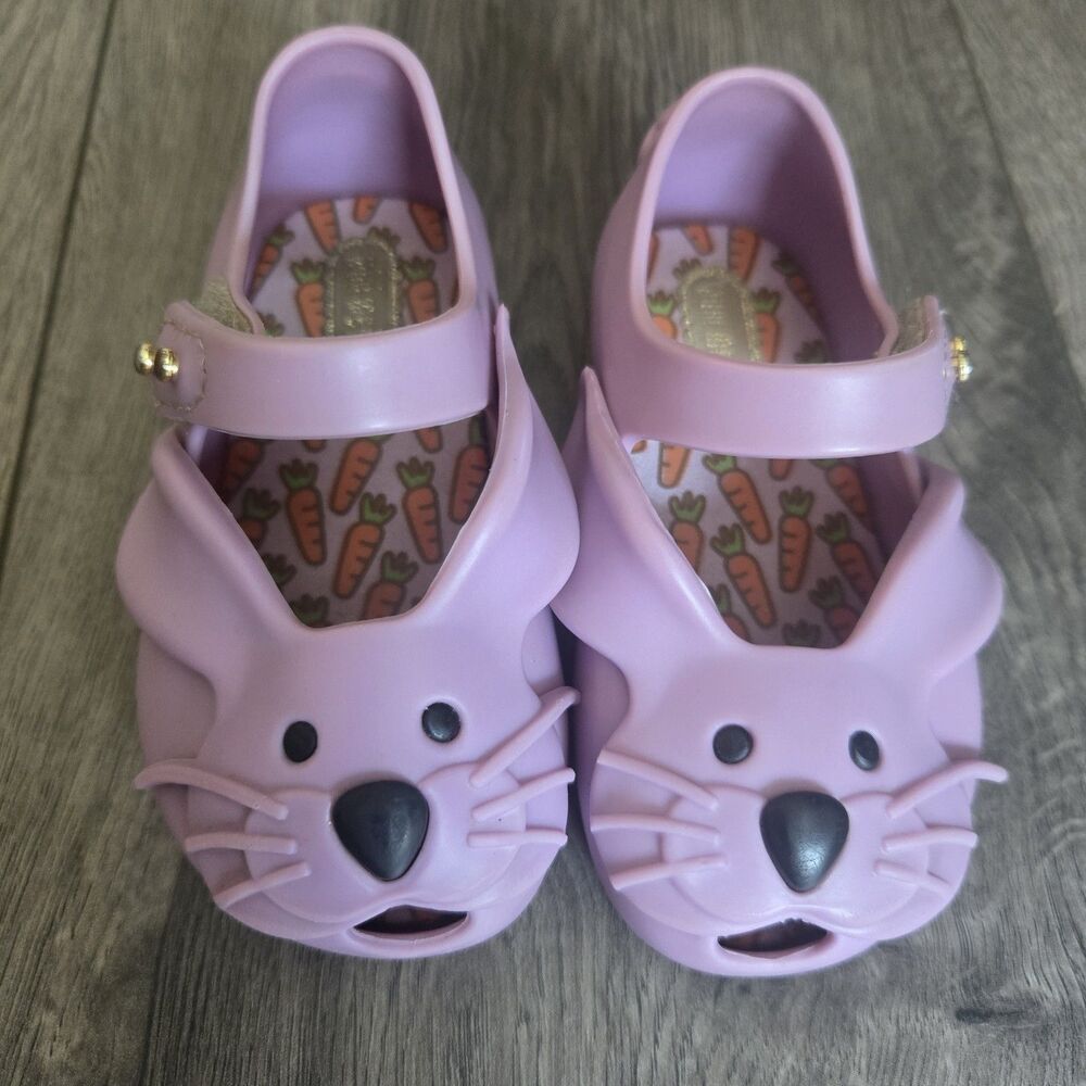 Mini Melissa Ultragirl Bunny Rabbit Shoes Purple Lilac Carrot Mary Jane Size 5